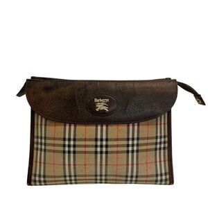 Burberry Check Clutch in Brown and Tan